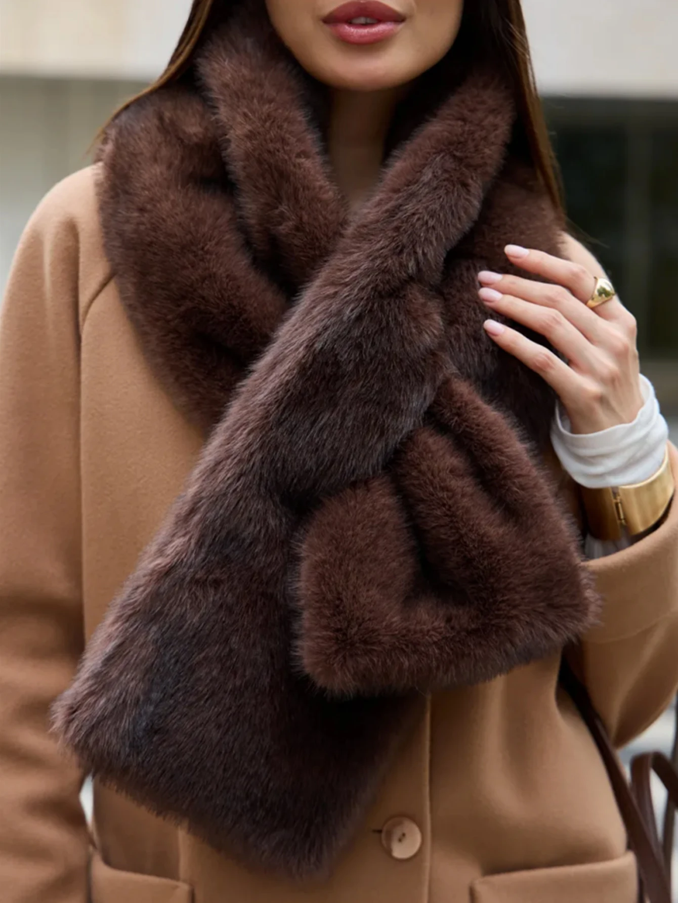 

Женский шарф-шаль из искусственного лисьего меха: модный, теплый, осенне-зимний аксессуар для повседневной носки