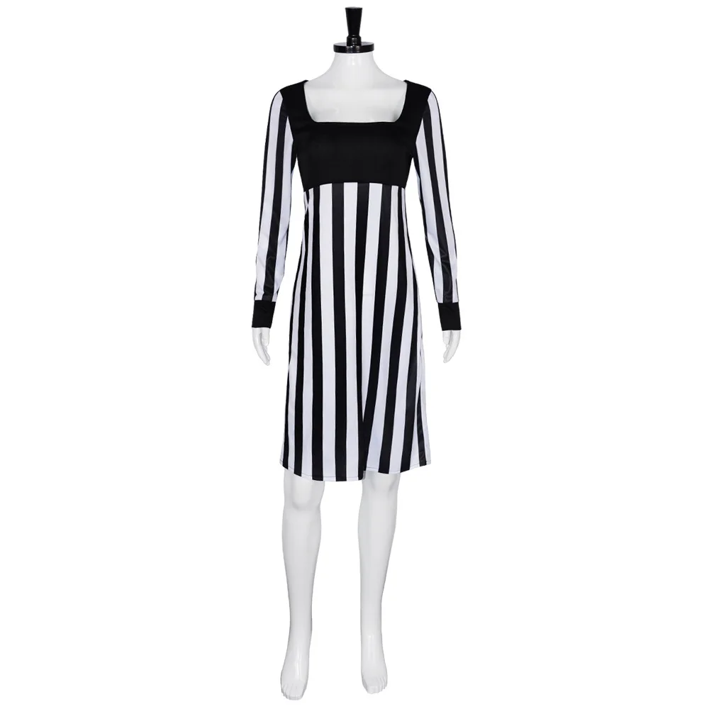 Tina Carlyle Cosplay Movie Costume Adult Women Fantasia Black Striped Dress Halloween Carnival Party Evening Gown