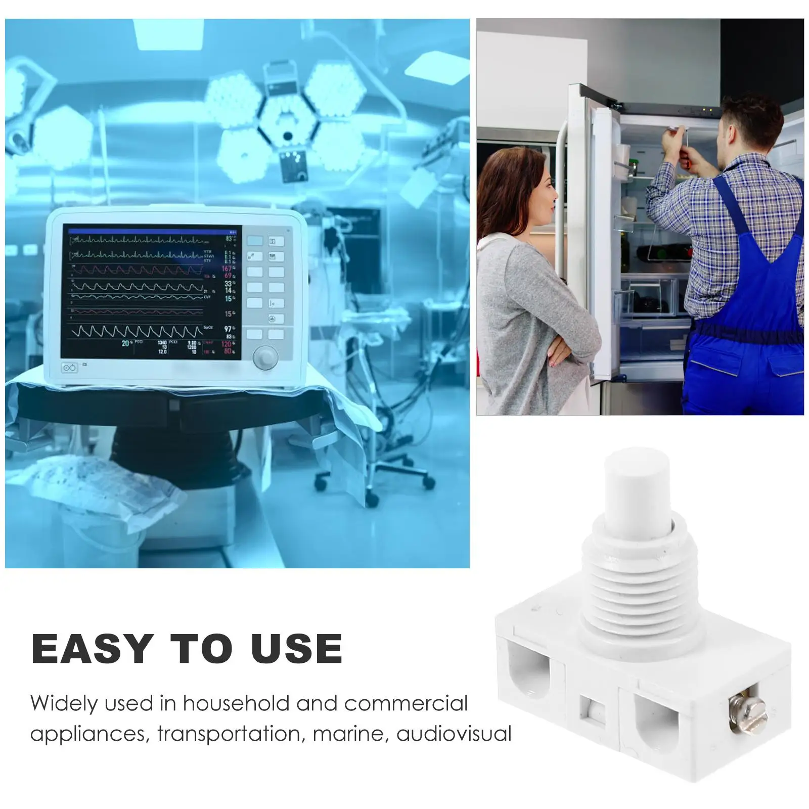 3 Pcs Self locking Push Button Compact Easy Installation Projects Electrical Equipment Ceiling Fan Speed