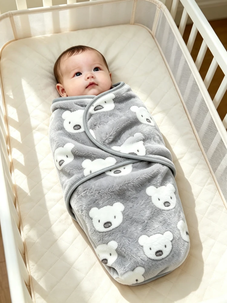 Baby Swaddle Soft Fleece Baby Swaddle Blanket with Various Cute Cartoon Prints Portable Baby Swaddle Blanket a Thoughtful Gift for Your Baby!
