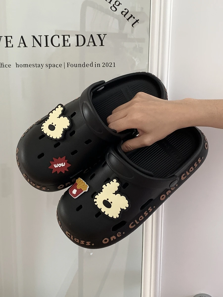 

Men's Hole Garden Shoes New Ins Cute Dog 2024 Summer Outdoor Sandals Fashion Beach Slippers Sandals Soft Soles