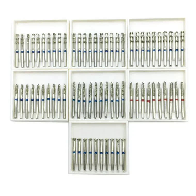 100pcs/10 Boxes Dental Diamond Burs FG 1.6mm for High Speed Handpiece Dentist Tool Diamond Burs 7 Types Optional