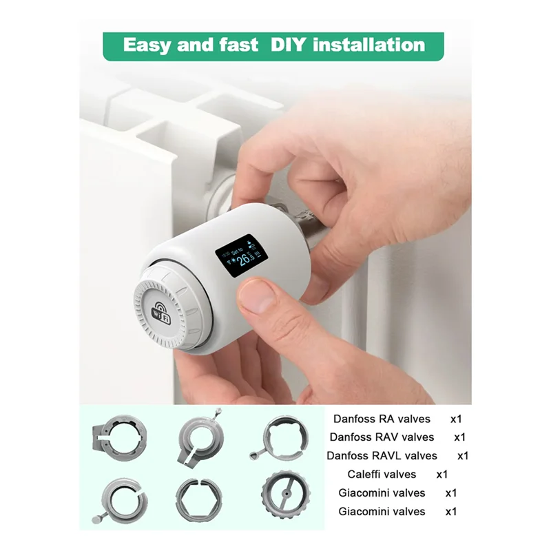 Tuya TRV Thermostatic Head Radiator Valve Actuator Heating Temperature Controller Alexa-B12B