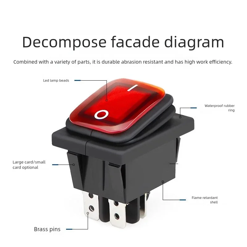 5PCS KCD4 light switch waterproof boat-shaped switch KCD4 silver contact high current power supply switch 2/3 position 4/6 pin