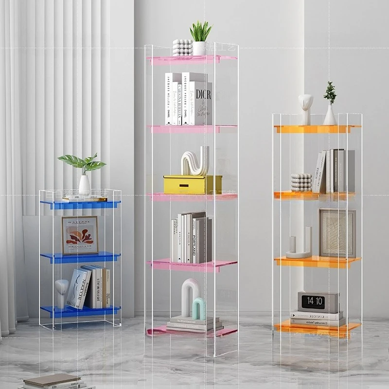 Color Matching Acrylic Bookshelf, Living Room Display Rack, Simple Multi-layer Floor Rack, Commercial Storage Rack
