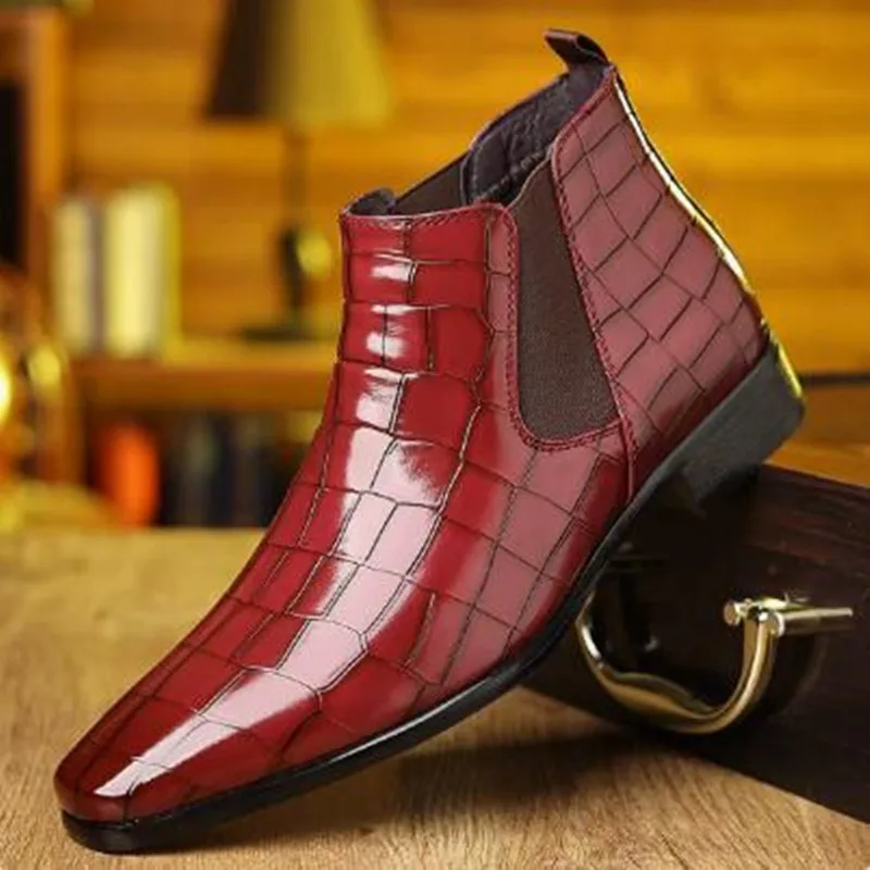 NEW Brand Leather Men Chelsea Boots Designer Italy Dress Boots Men Fashion Casual Business Ankle Boot Dress Man Shoes Large Size