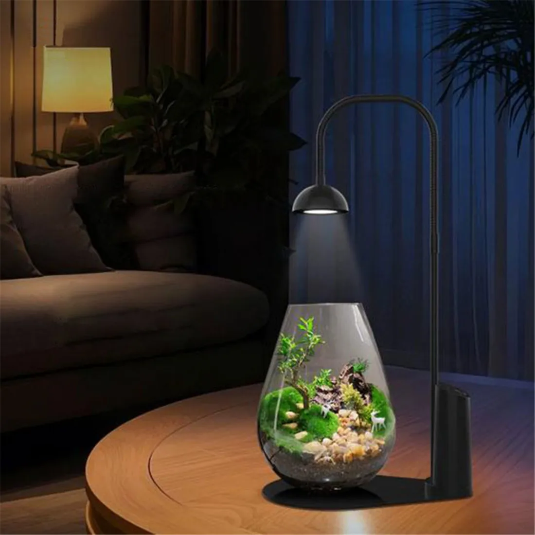 Rechargeable LED Growing Light with 4/6/8H Timer Base,Height Adjustable USB Chargeable Succulent Landscape Lamp for Home Office