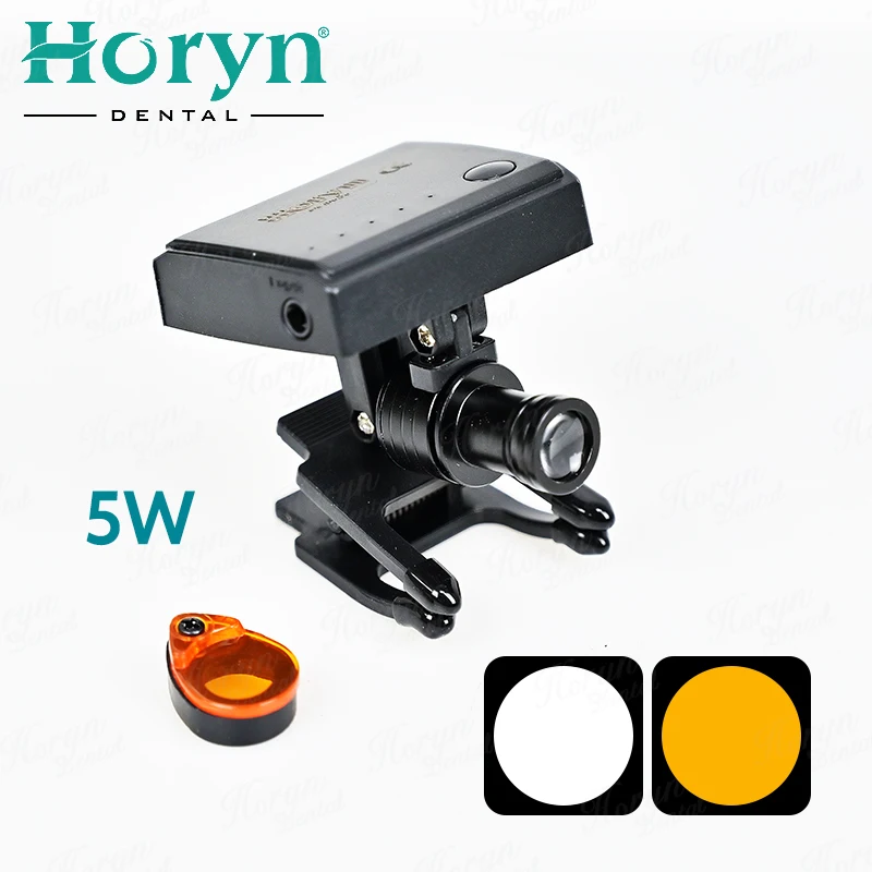 Faro dentale a LED wireless da 5 W con luce binoculare portatile a clip per lente d'ingrandimento medica da laboratorio con lente d'ingrandimento per dentista