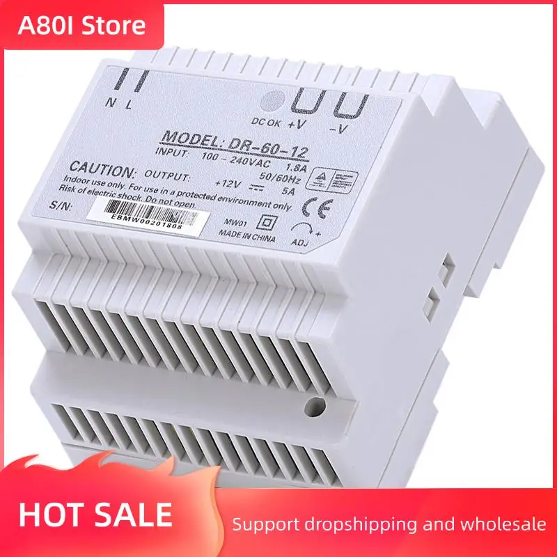 

A80I 4X Din Rail Power Supply 60W 12V Ac Dc Converter Dr-60-12 Power Supply 12V 60W Good Quality