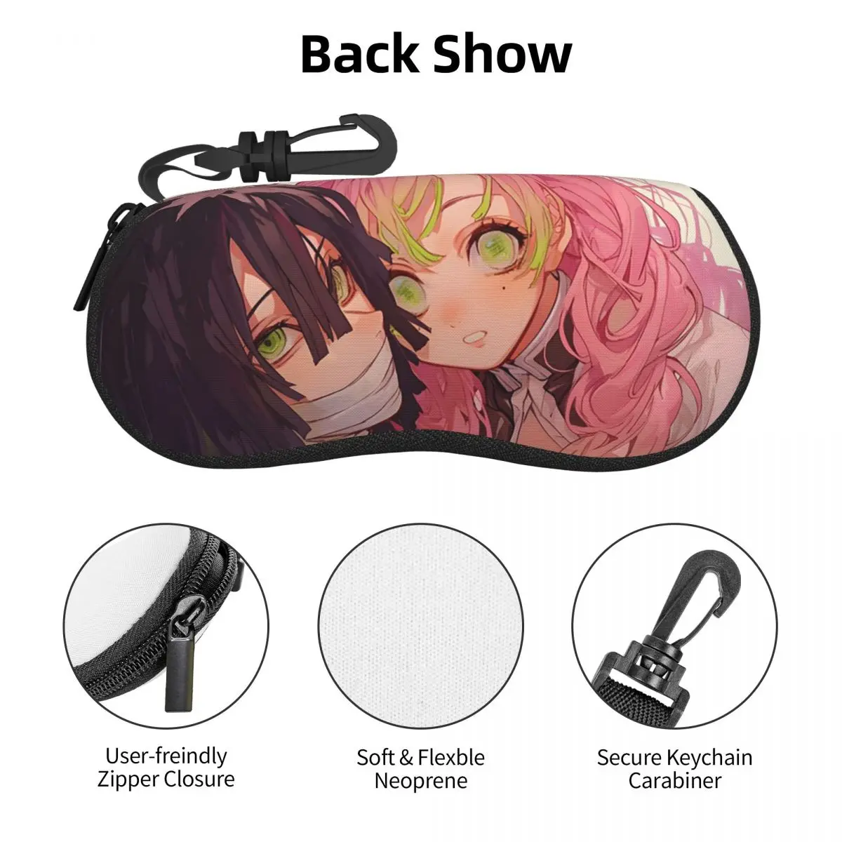 Mitsuri Kanroji y Iguro Obanai Shell estuche protector para gafas de sol caja mujeres hombres bolsa suave para gafas