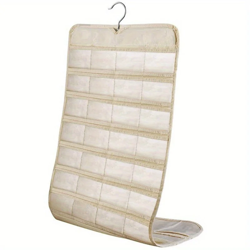 Hanging Jewelry Organizer Double Sided, Embossed Pattern Storage Bag with 80 Clear PVC Pockets, Portable Jewelry Display Holder