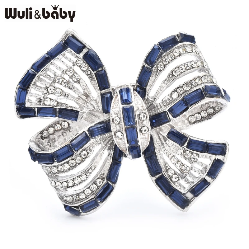 Wuli&baby Beautiful Bowknot Brooches For Women Unisex Rhinestone Palace Style Knot Party Office Brooch Pins Gifts