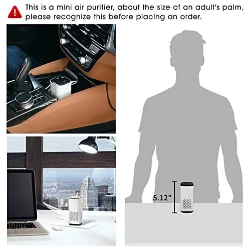 Di Động Máy Lọc Không Khí Với Bộ Lọc HEPA Ion Âm Làm Sạch Không Khí Bụi Khói Khử Mùi Hôi Sạc USB Với Đèn Ban Đêm Cho xe Ô Tô