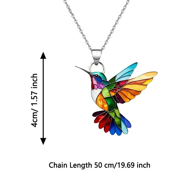 1PC Acrylic Hummingbird Colorful Bird Shape Fashion Necklace for Women Girls Neck Charms Spring Summer Jewelry 2025 Party Gifts
