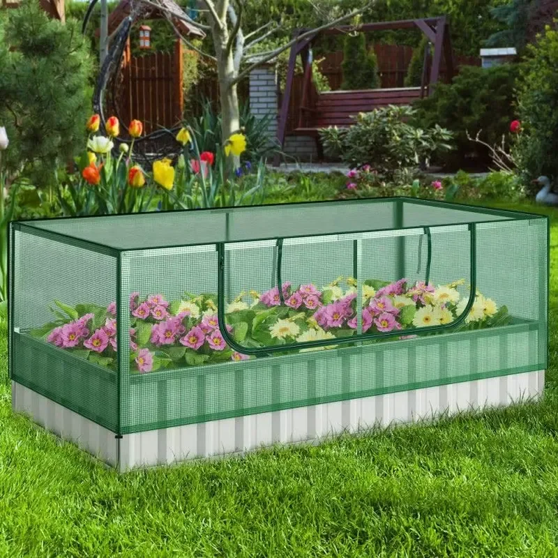 Galvanized Raised Garden Bed with Greenhouse Cover for Outdoor Garden Space