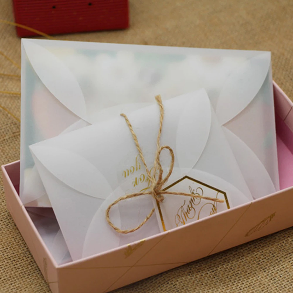 Embalagem de casamento para cartão postal para carta envelopes de papel vintage envelopes de papel de ácido sulfúrico para diy semi-transparente