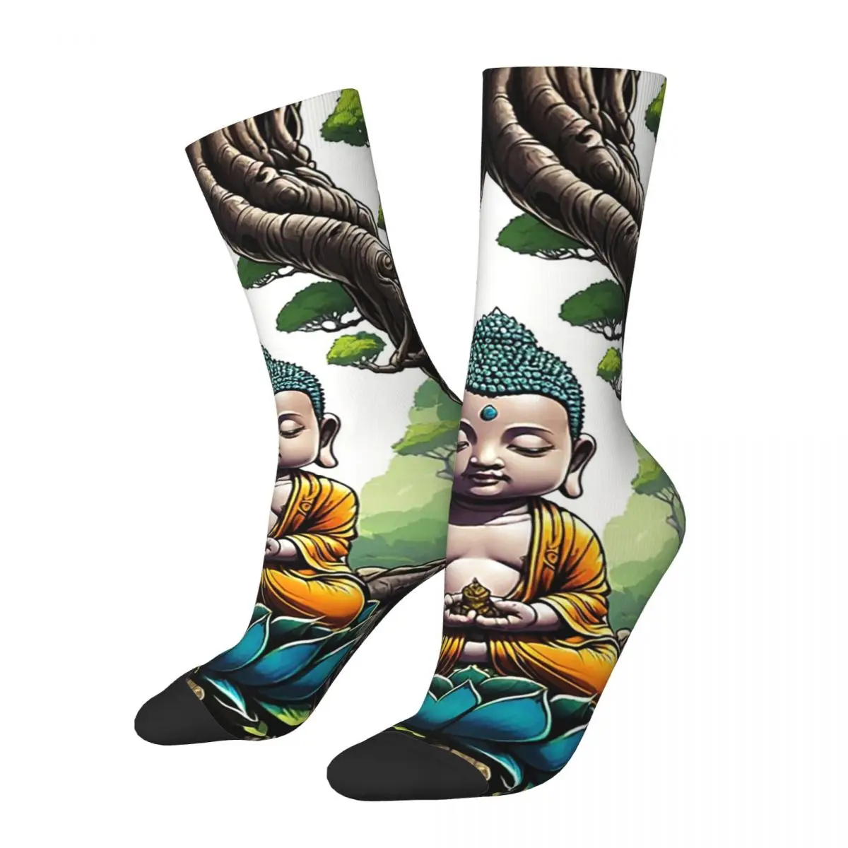 Baby Buddha And The Tree Of Life Socks Harajuku High Quality Stockings All Season Long Socks Accessories for Unisex Gifts