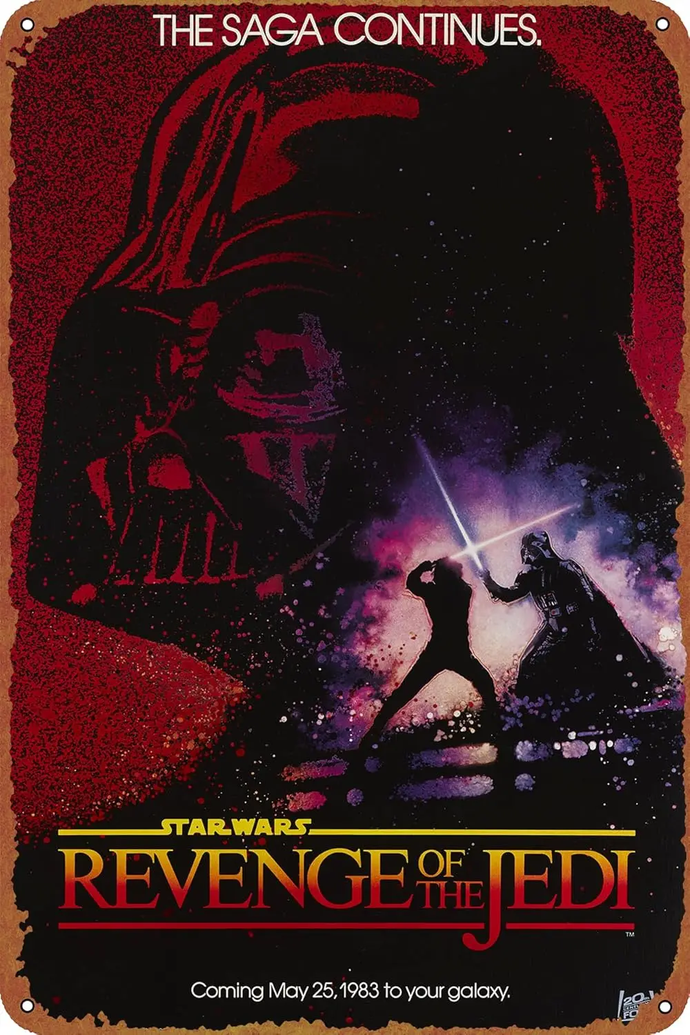 1p,Revenge of the Jedi 1982 poster Vintage Metal logo Vintage tin signage for Cafe bar home wall decoration