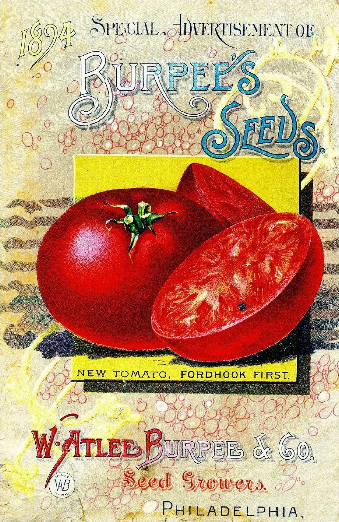 Wall Art Metal Hanging Sign 1894 Burpee Tomato Vintage Vegetable Seed Packet Catalogue Advertisement Vintage Wall Decor Plate Ti