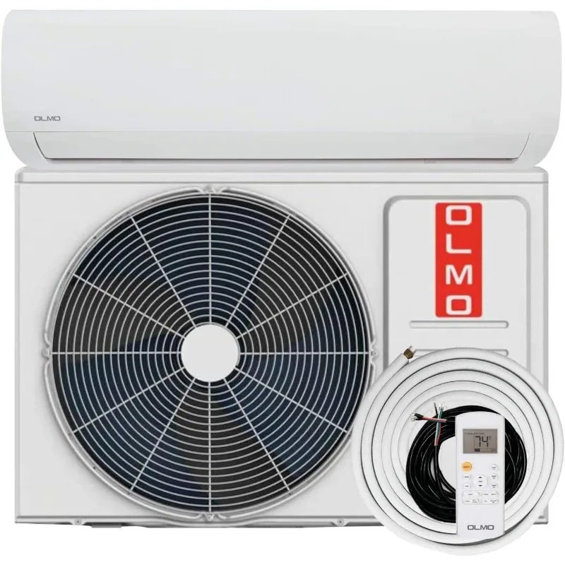 OLMO Alpic 9,000 BTU, 208/230V Ductless Mini Split Air Conditioner Heat Pump with 16ft Installation Kit