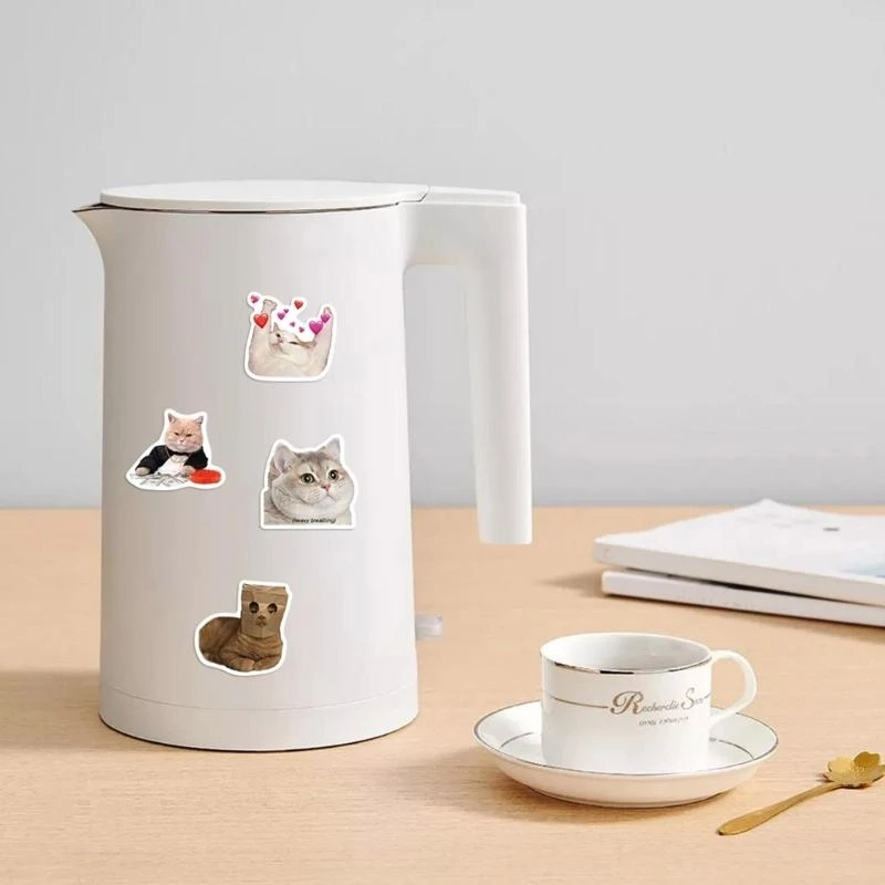 50 قطعة من ملصقات الحيوانات اللطيفة للقطط، ملصقات مقاومة للماء لزجاجات المياه 15UB