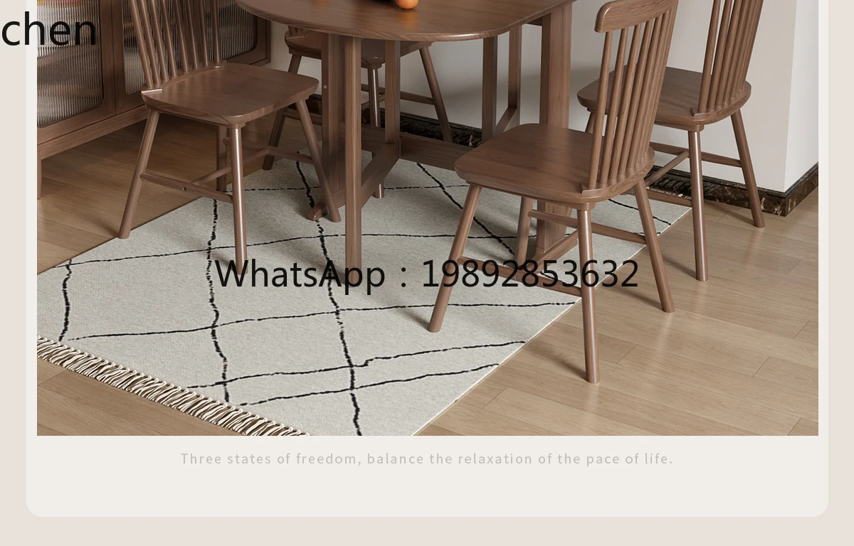 Solid Wood Foldable Round Table for Home Use in Small Apartments Dining Table