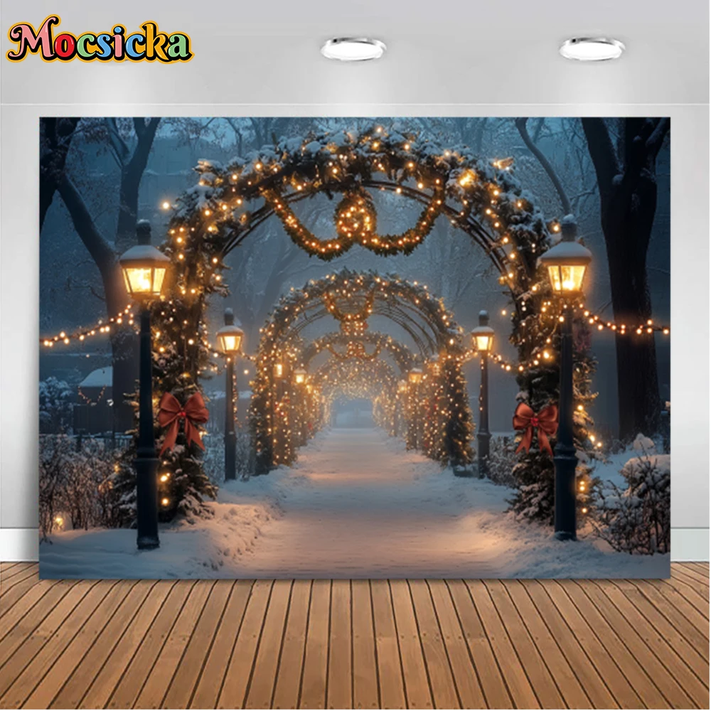 Mocsicka Winter Weihnachten Fotografie Hintergründe Park Pfad Weihnachten Baum Urlaub Party Familie Kinder Foto Kulissen Studio Requisiten