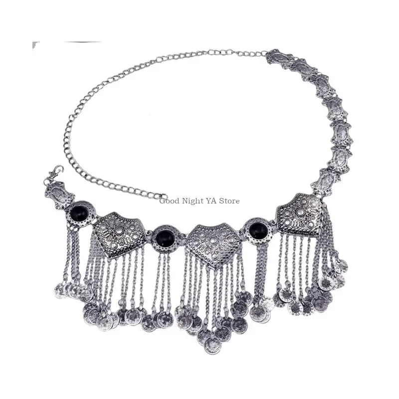 

Bohemian Hip Chain Retro Blue Accent Adjustable Waist Jewelry Gift