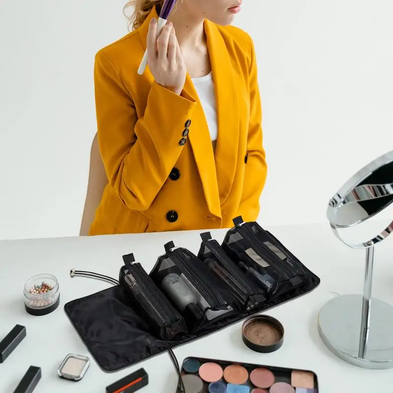 

Roll Up Makeup Bag Travel Makeup Organizer Portable Storage Bags Foldable Travel Organizer For Toiletries Skincare