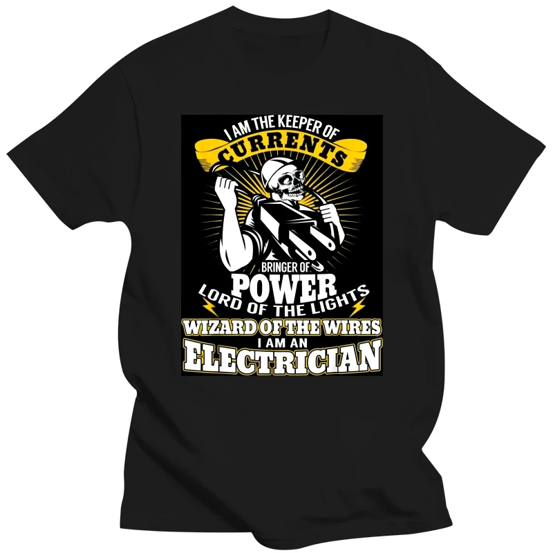 I Am The Keeper Of Currents Funny Electrician T Shirt T-Shirt Wholesale Simple Style Tops Tees Cotton T Shirt For Men Casual