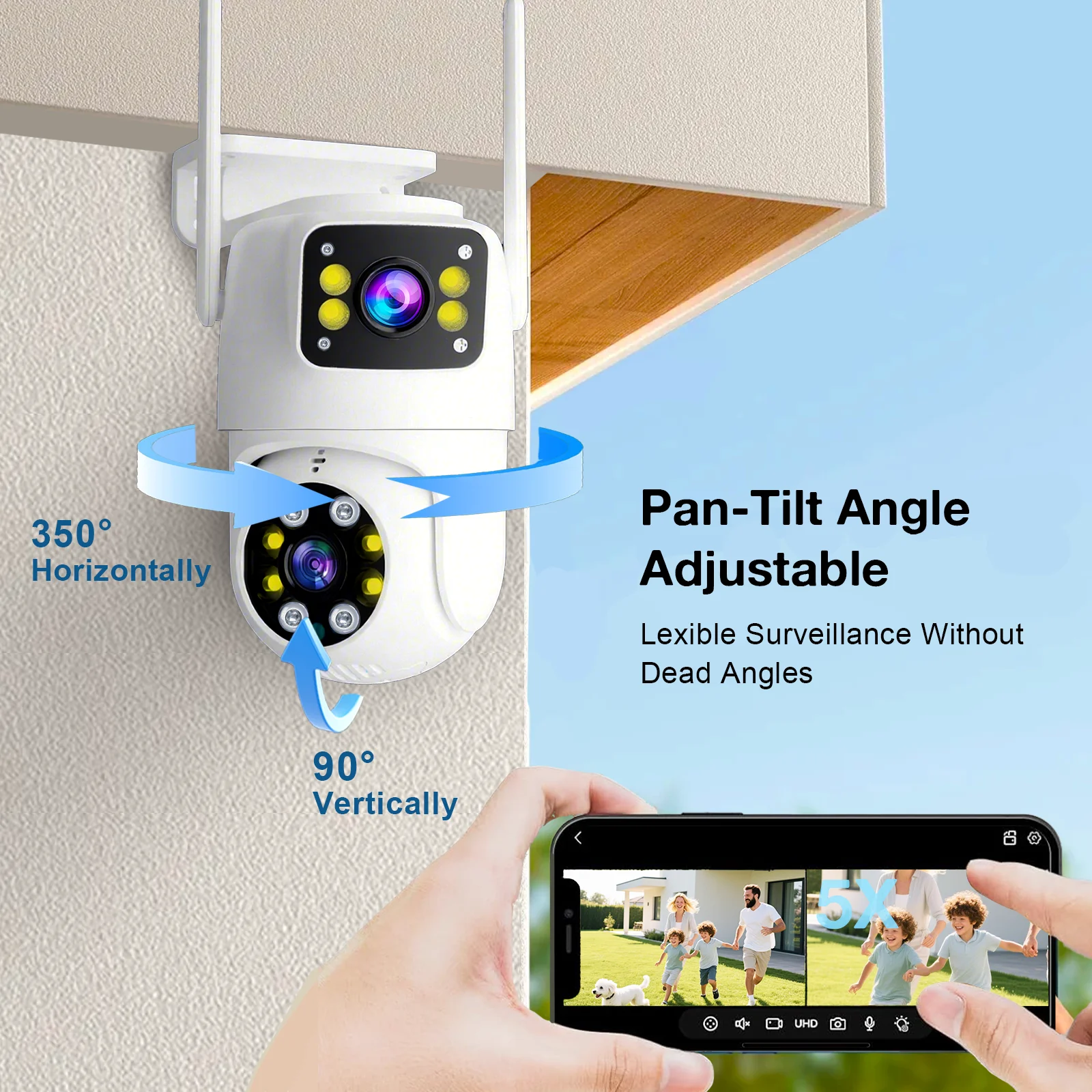 10MP Dual Lens Tuya Wifi Camera PTZ Outdoor 4K Wireless Dual Screen Security Camera Auto Tracking Monitoring Video Surveillance