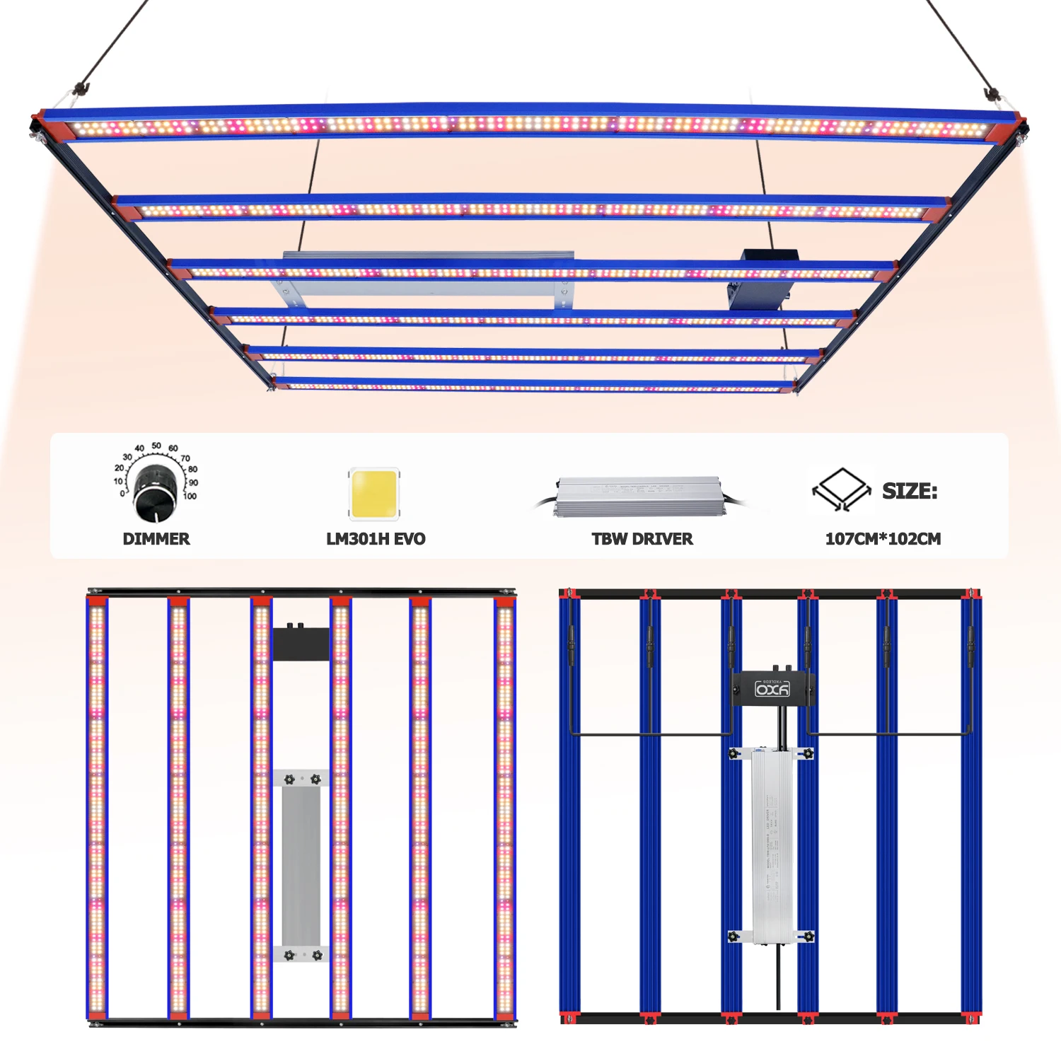 Imagem -02 - Samsung-evo Full Spectrum Led Grow Light para Crescimento de Plantas Internas 650w 1000w Ppfd Alto 240w 320w Samsung Lm301h