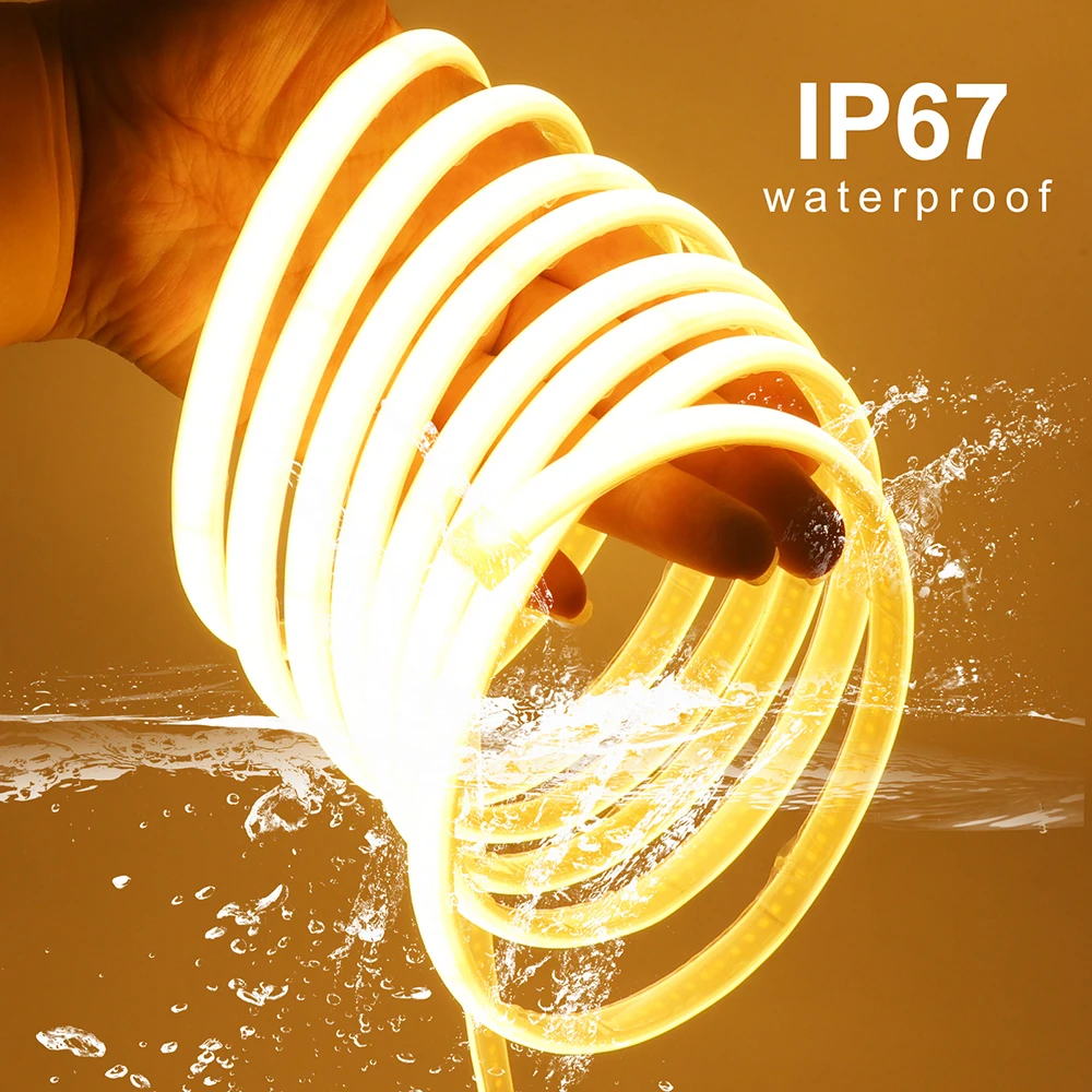 عكس الضوء 220 فولت COB النيون LED قطاع ضوء 23Key IR التحكم عن بعد الاتحاد الأوروبي المملكة المتحدة الاتحاد الأفريقي قابس طاقة 240LED مقاوم للماء شريط مرن إضاءة المنزل