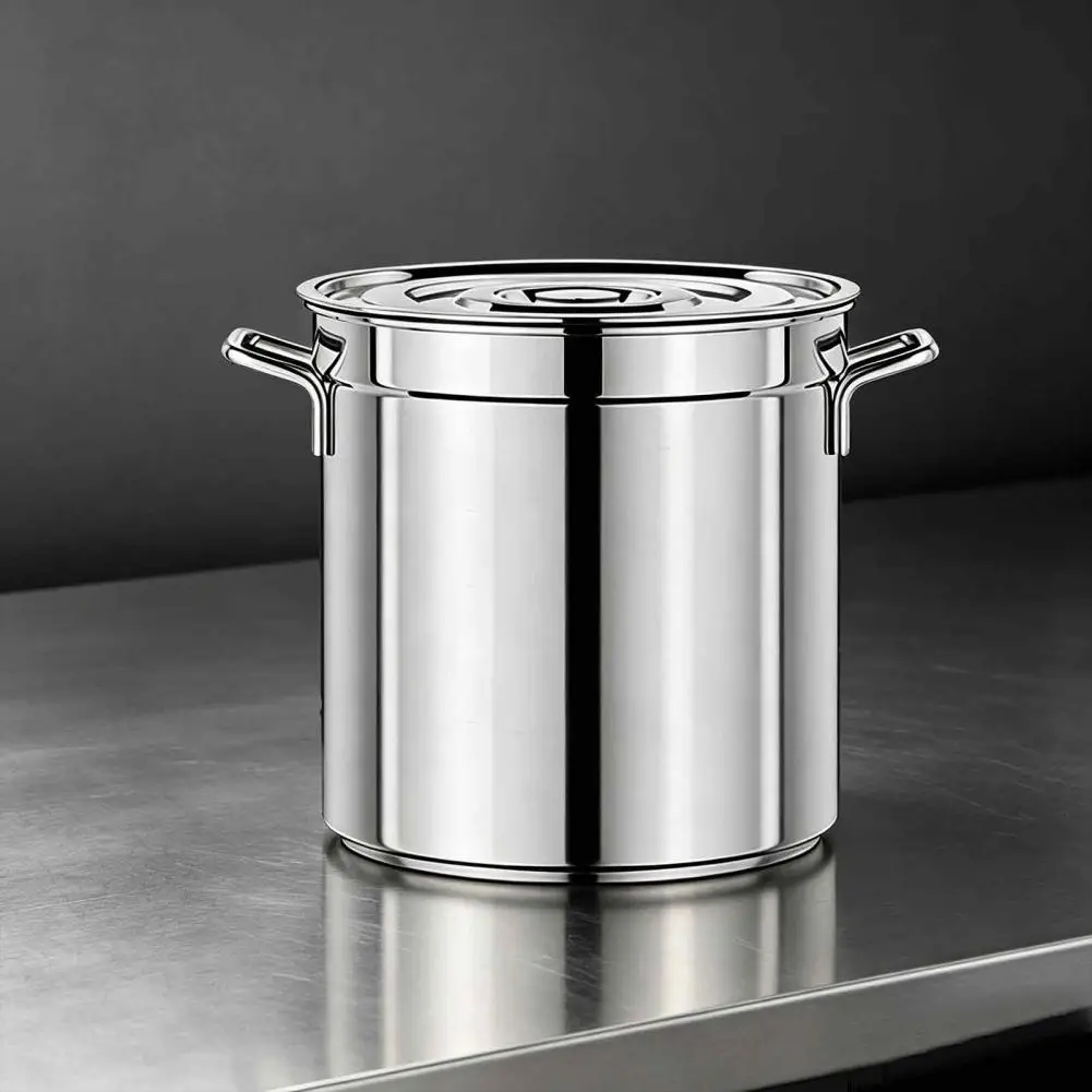 Induction Cooking Stockpot Stainless Steel Soup Pot with Lid Handle Stockpot for Catering Bulk Cooking Uniform Heat for Lobster