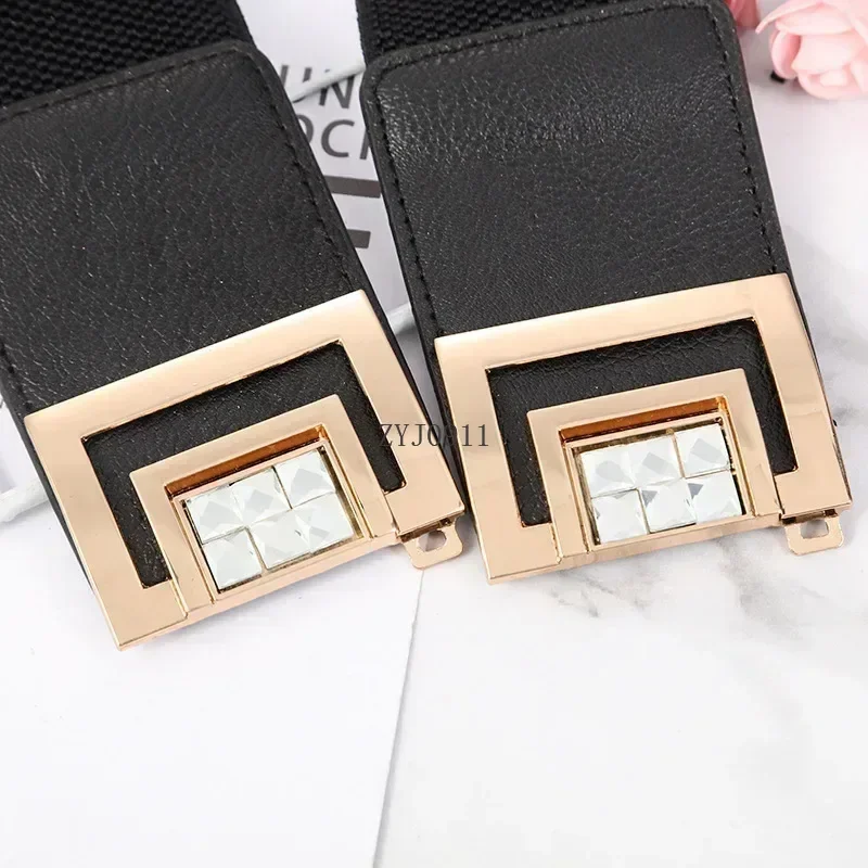 Moda feminina elástica cintura larga vestido de menina com fivela de cinto cintos femininos cintos de cintura larga para mulher