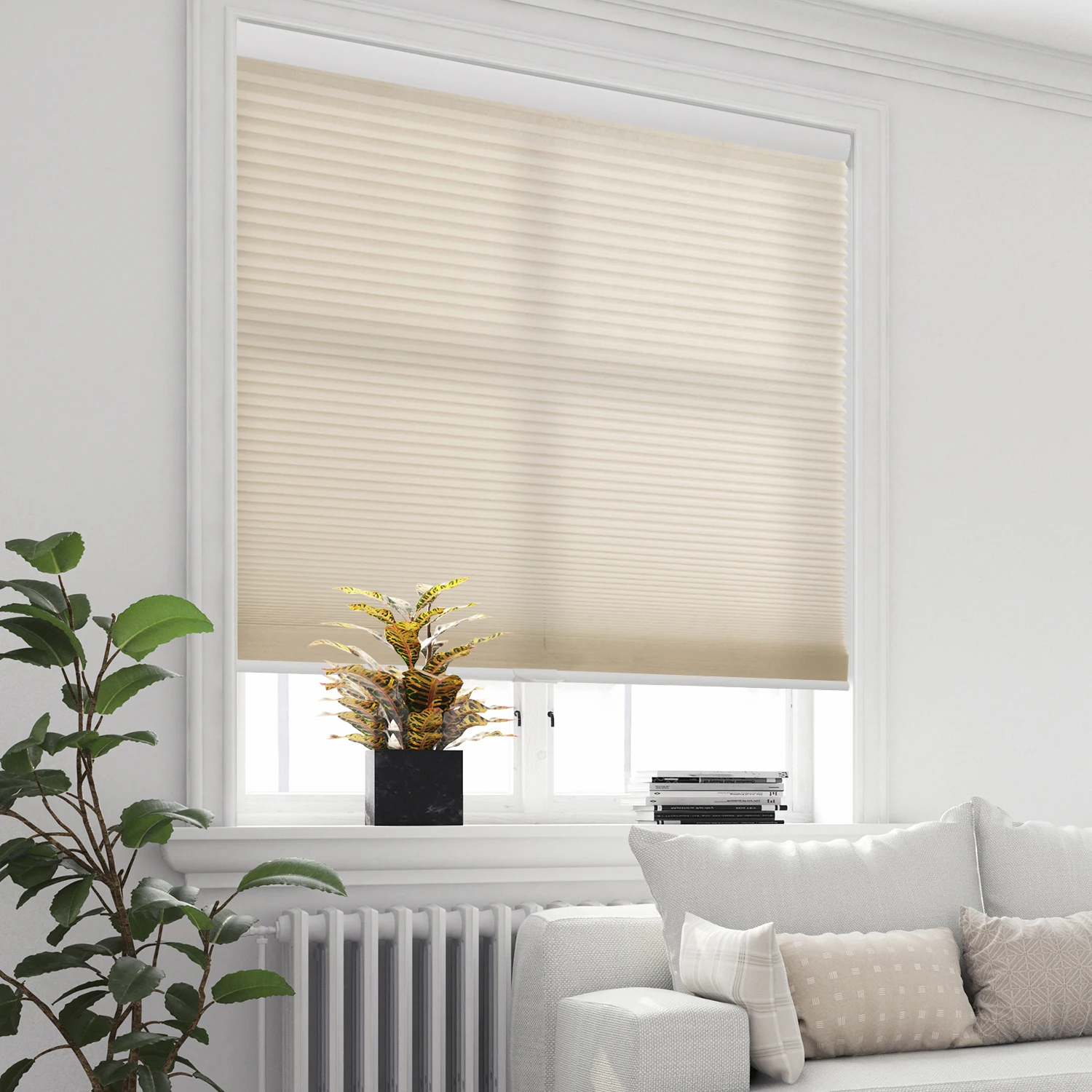 

Manual Cordless Cellular Shades Customized Size Light Filtering Thermal Insulation Fabric Honeycomb Blinds for Home, Office