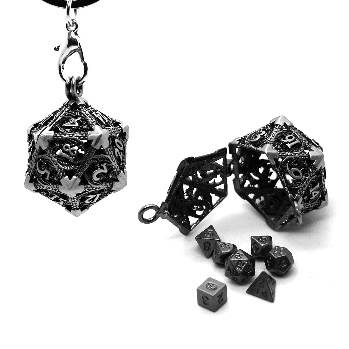 Металлический набор кубиков D20 для настольных игр — фото товара