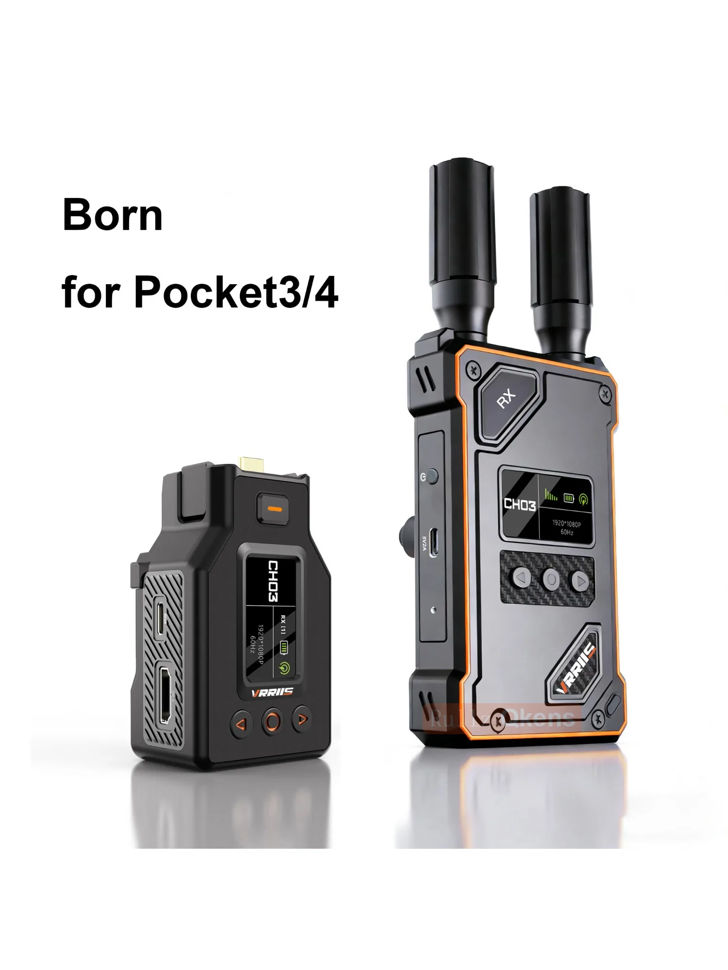 VRRIIS Kabelloser HDMI-Extender Video-Sender und -Empfänger für DJI Pocket 3 4 Kamera Drahtlose Videoübertragung 500m UVC-Aufnahme