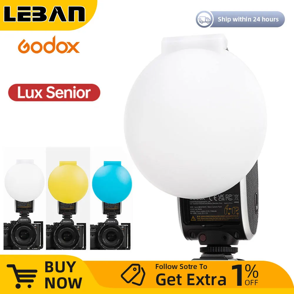 Godox Lux Senior Speedlite Flash White Yellow blue Diffuser Soft Box Case