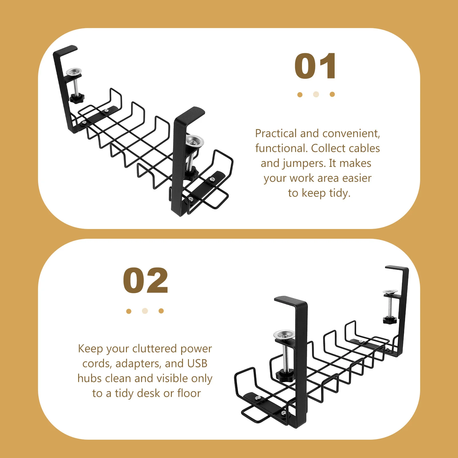 

Cable Management Basket Under Desk Organizer Rack for Cord Storage and Desktop Wire Management Home Office Supplies