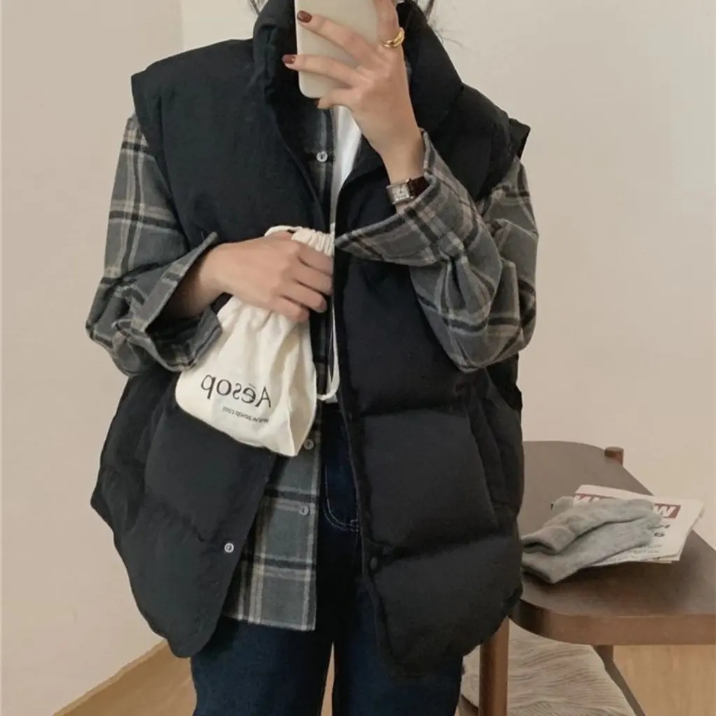 

Women's Cotton Vest Autumn Winter Korean Style College Fashion Waistcoat Jacket Popular Internet Design