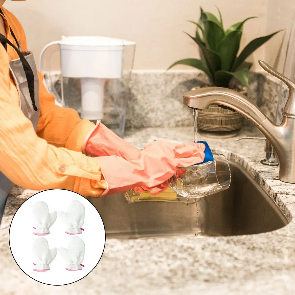 

2pcs 2Pairs Dish Washing Gloves White Non-Slip Reusable Waterproof Protective Kitchen Cleaning Housework Bowl Washing Supple