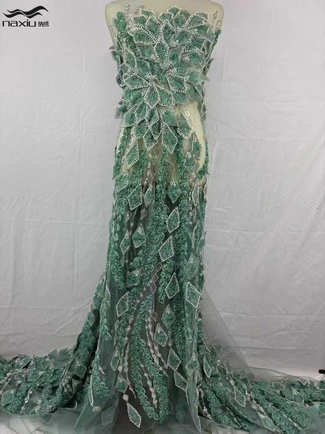 

Madison 2026 French Lace Fabrics High Quality African Beaded Embroidered Nigerian Sequins Tulle Lace 5 Yards For Sewing Dress