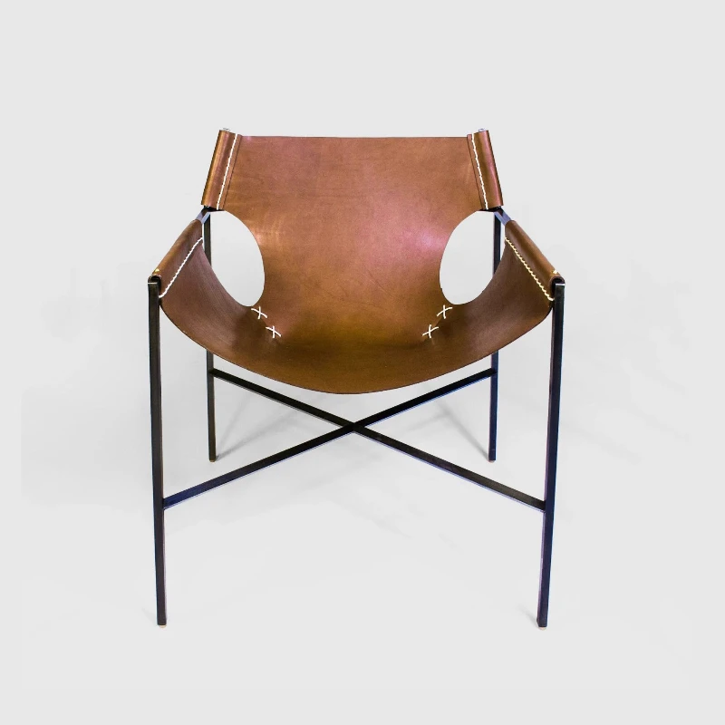 

Armchair Living Room Stainless Steel Leather Leisure Chair