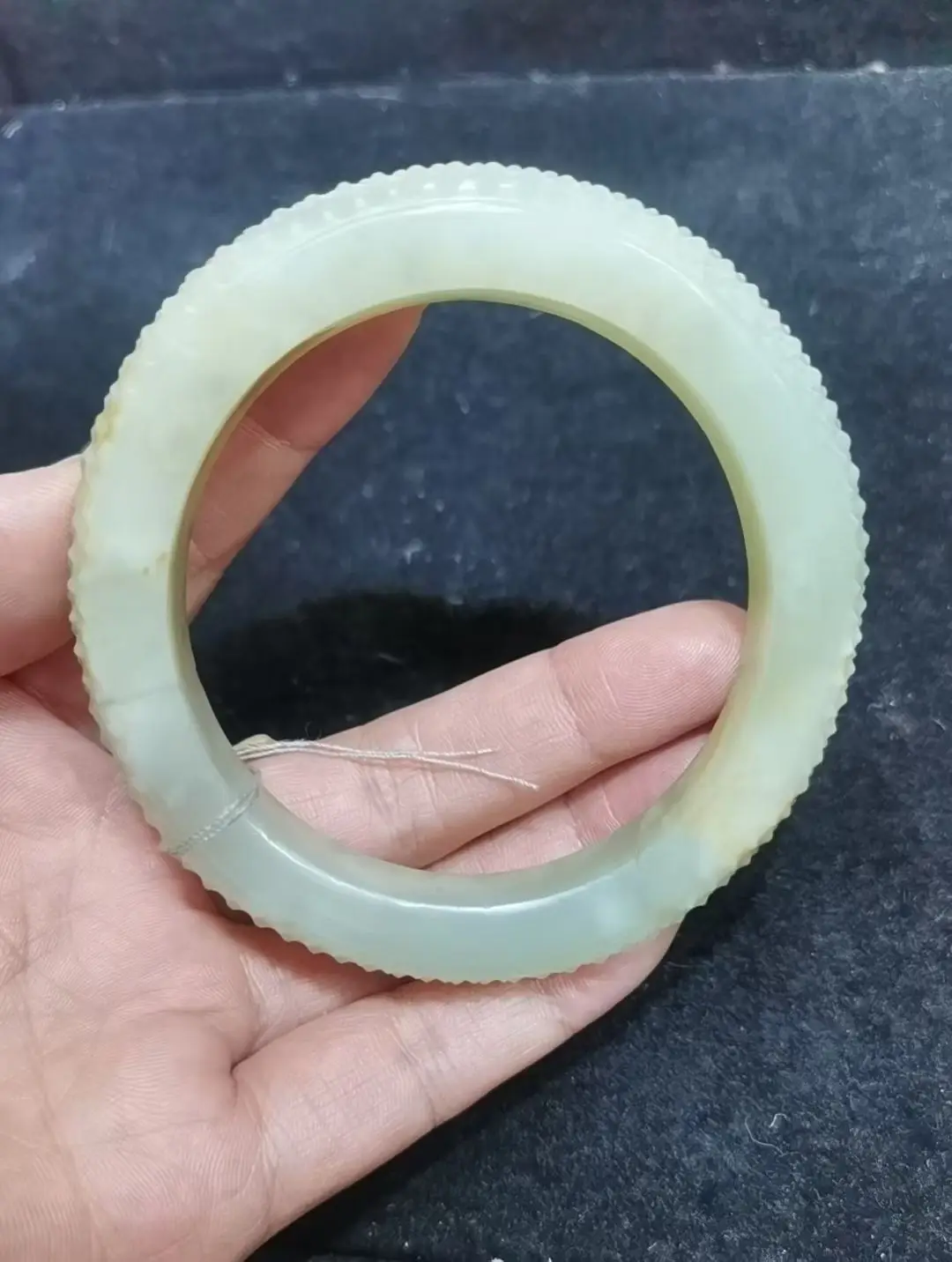 

AAA 1 PCS Treasure Chinese Vintage Hetian Old Jade Money Dots Large Bangle Totem Carving Amulet Timestown