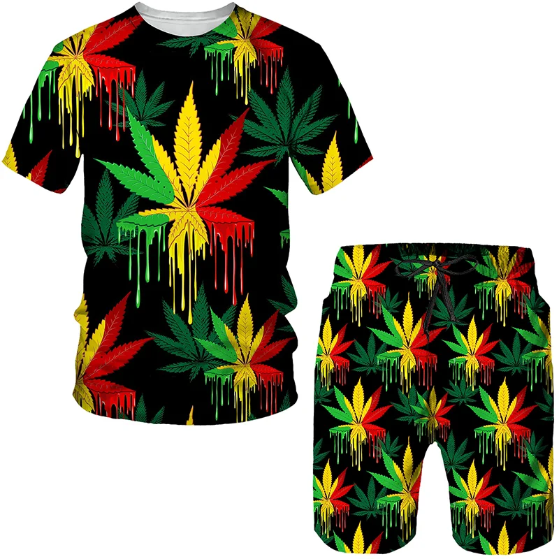 3D Printed T-Shirt Shortsve Sports Suit Short Sleeve Printed Set Youthful Trendy Spring Loose Fit No Ironing Required
