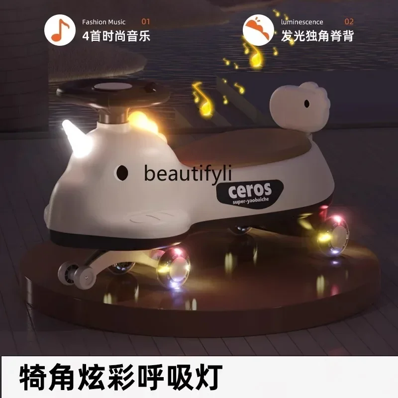 

Children's twisting car, yo-yo car anti-rollover, adults can sit double boy baby girl toy