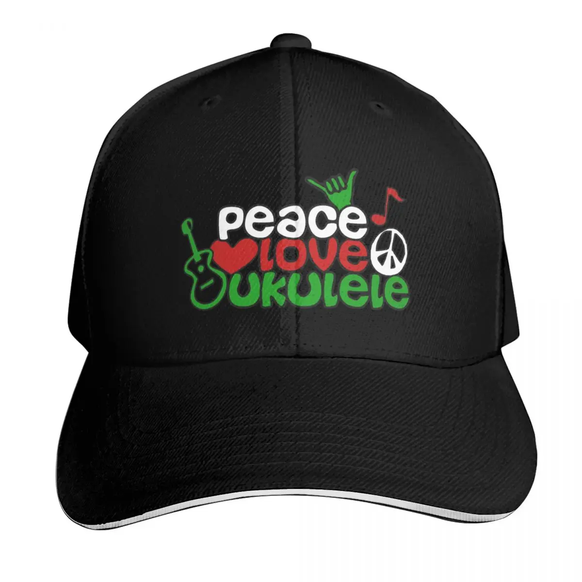 Ukulele Love Peace Baseball Cap Hip Hop Golf Hat Golf Cap Sunhat Hats For Women Men's