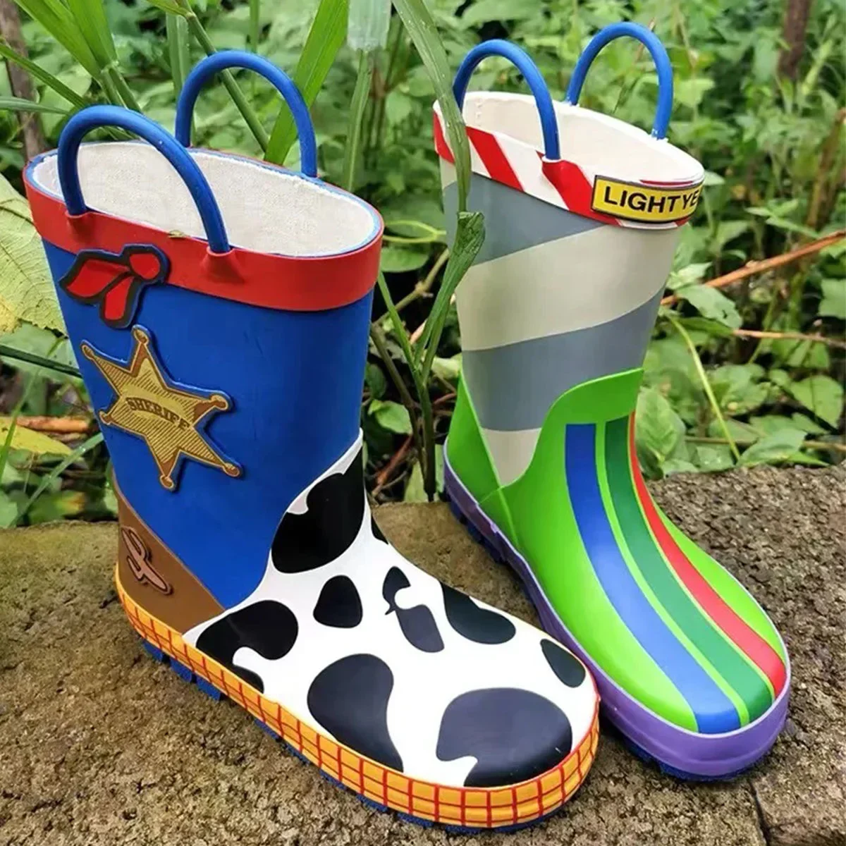 Disney cartoon kids Toy Story Rain Boots Student Rain Boots Children's  Fashion  Shoes Non-Slip Short shoes