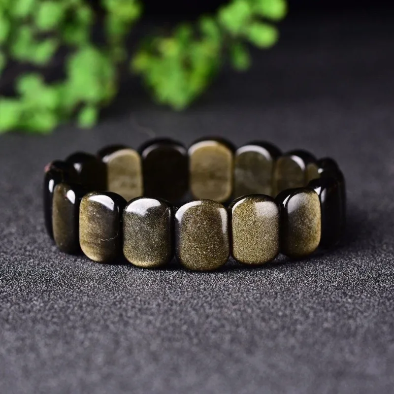 

Новый браслет из натурального обсидиана, классический модный универсальный ювелирный ряд